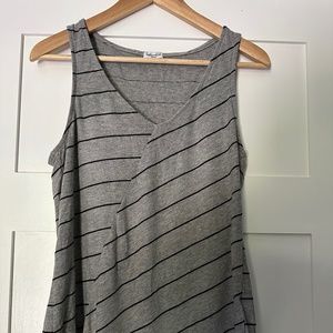 Splendid asymmetric hem grey and black striped tank top